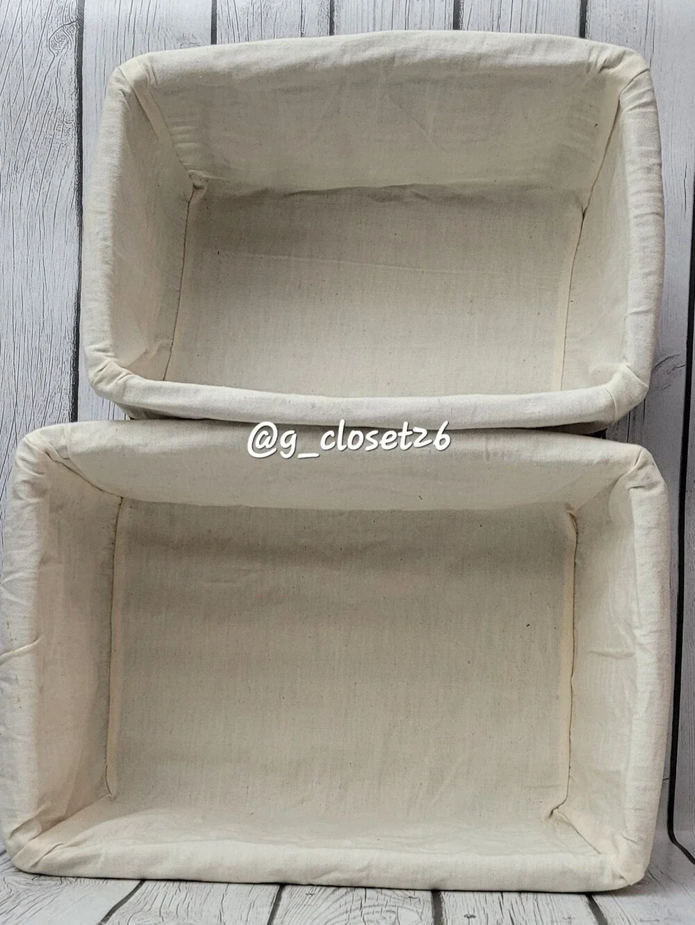 Woven Rectangular Storage Baskets with Cream Liner - Set of 2